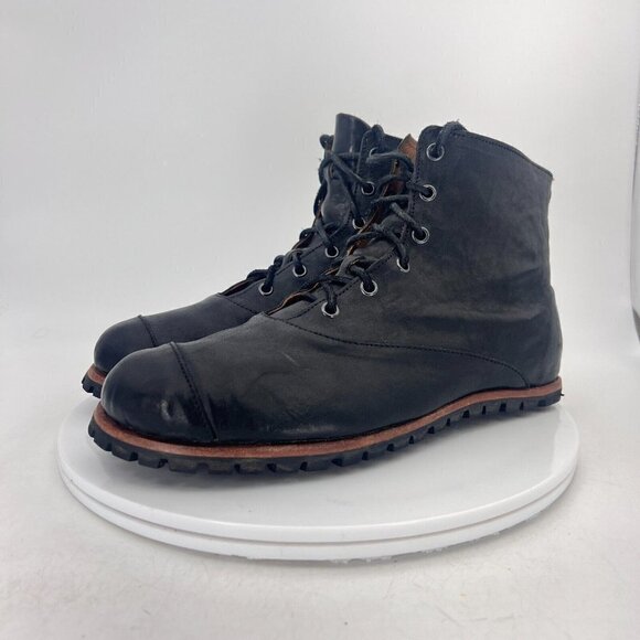 Cliff Dweller Boxer Women Size EU 42 US 12 Black Leather Vibram Cap Toe Boot - Picture 1 of 14